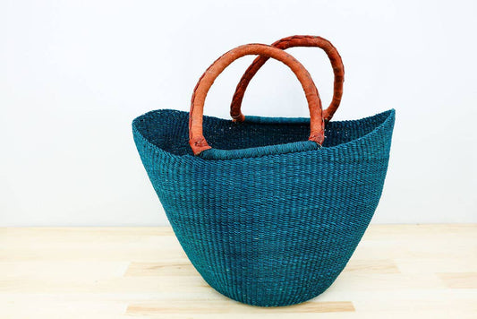 Gitzell FairTrade - Tote Basket Bag, U-Shopper solid: Blue