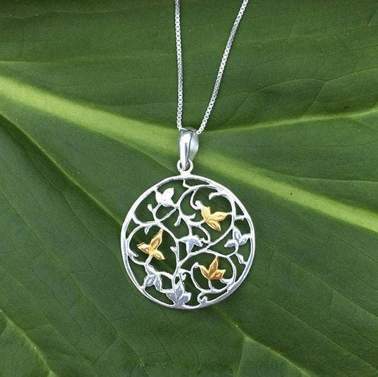 Women's Peace Collection - Flowering Vines Necklace - Sterling Silver, Indonesia