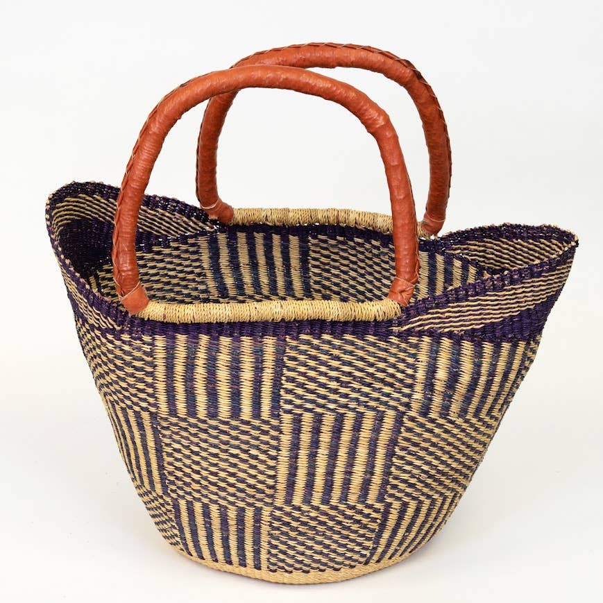 Gitzell FairTrade - Tote Basket Bag, U-Shopper blue and natural