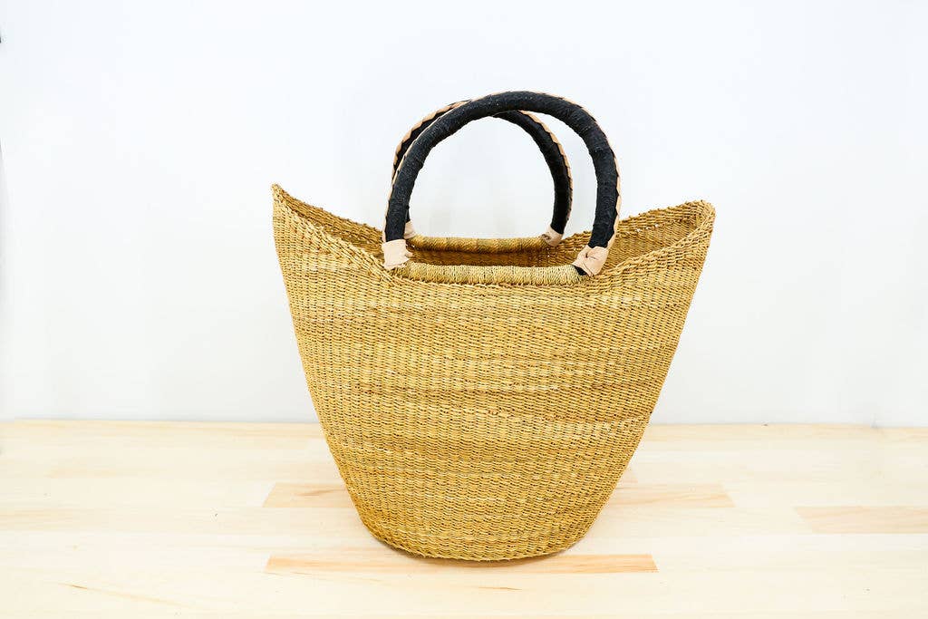 Gitzell FairTrade - Tote Basket Bag, U-Shopper natural: Closed weave