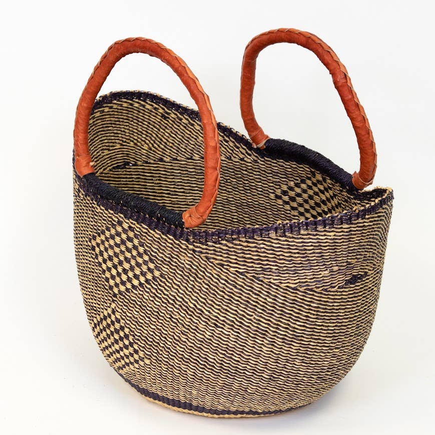 Gitzell FairTrade - Tote Basket Bag, U-Shopper blue and natural