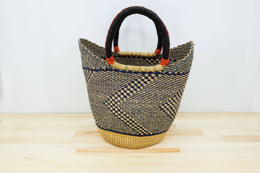 Gitzell FairTrade - Tote Basket Bag, U-Shopper blue and natural