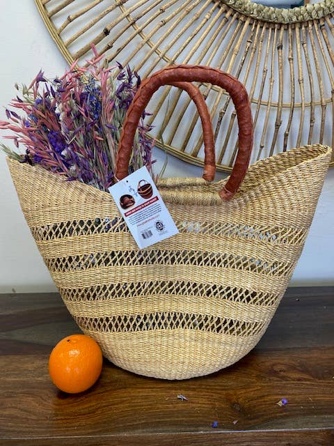 Gitzell FairTrade - Tote Basket Bag, U-Shopper natural: Closed weave