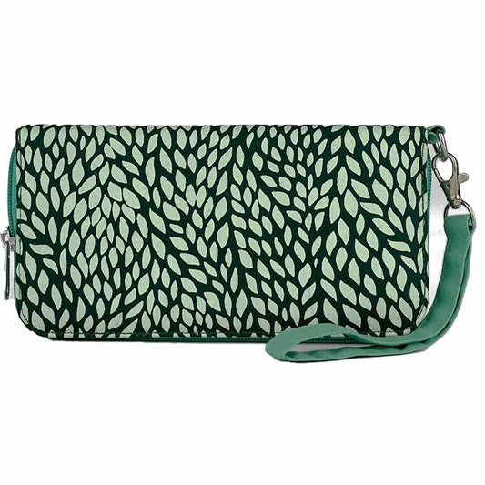 Malia Designs - Cotton Canvas Travel Wallet - Green Leaves