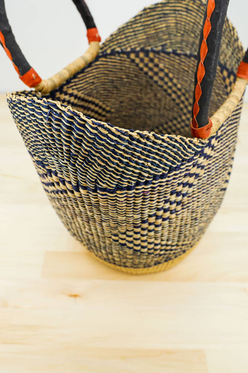 Gitzell FairTrade - Tote Basket Bag, U-Shopper blue and natural