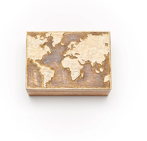 World Map Jewelry Box with Tray