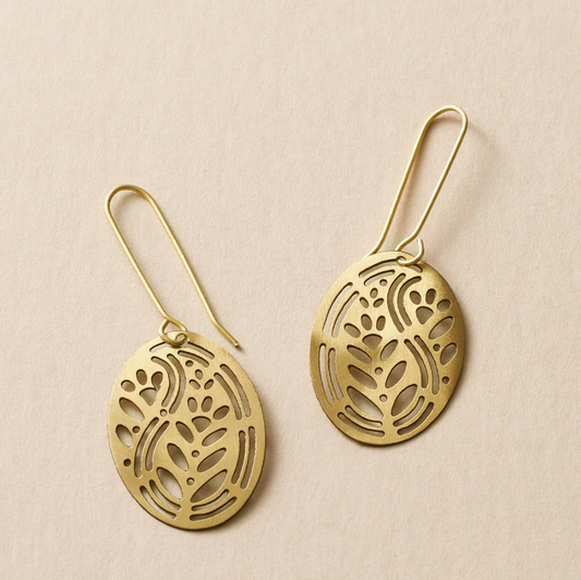 Adhya Oval Drop Hook Earrings