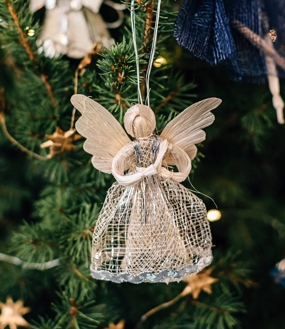 Praying Sinamay Angel Ornament