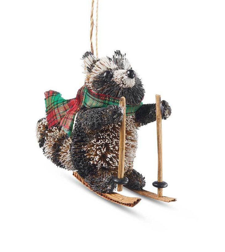 Skiing Buri Raccoon Ornament