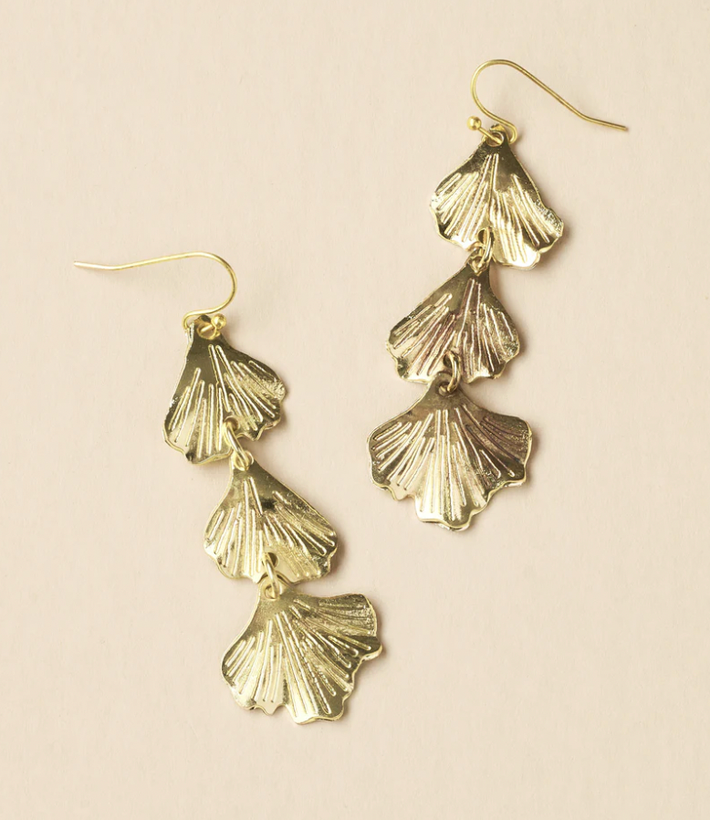 Sayuri Ginkgo Leaf Triple Drop Earrings