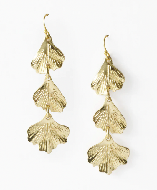 Sayuri Ginkgo Leaf Triple Drop Earrings