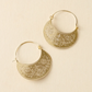 Haveli Etched Hoop Earrings-Silver toned brass