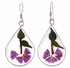Alpaca Silver Pressed Flower Teardrop Earrings
