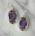 Alpaca Silver Pressed Flower Oval Earrings