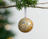 Painted Gold Florals Paper Mache Ball Ornament
