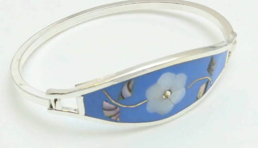 Inlaid Silver Clip Bracelet