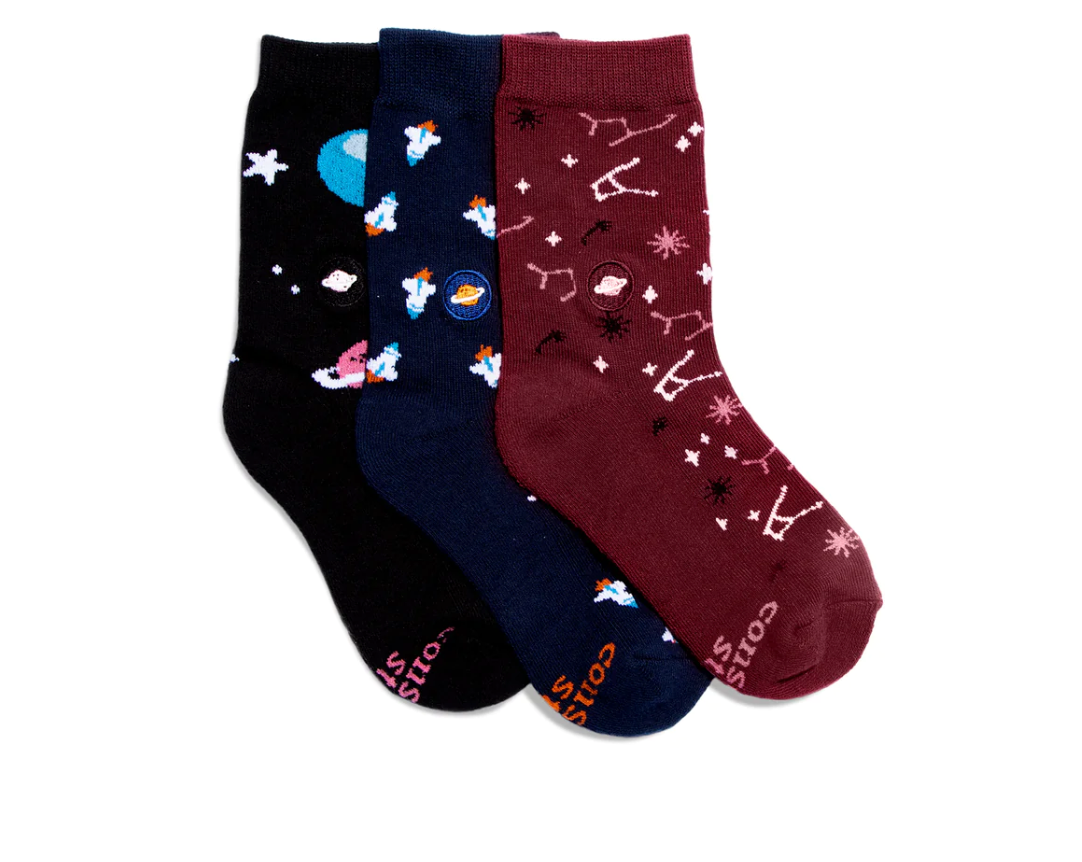 Kids Socks That Support Space Exploration - 3 Pack