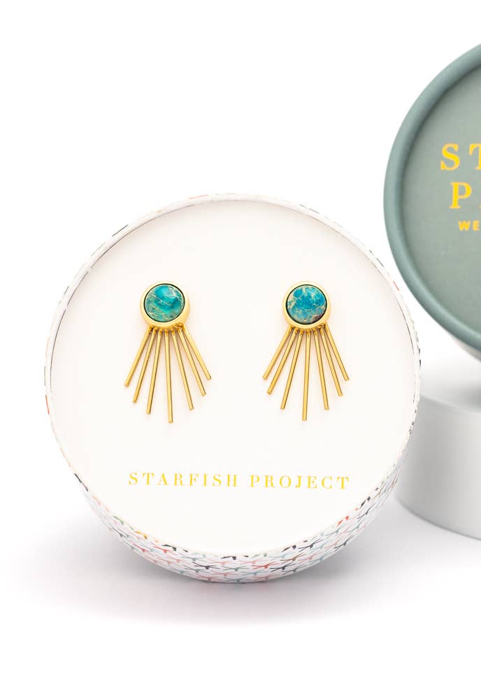 Starfish Project, Inc - Caroline Emperor Stone Stud & Fringe Earrings