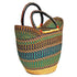 Global Crafts - Bolga Tote, Mixed Colors with Leather Handle