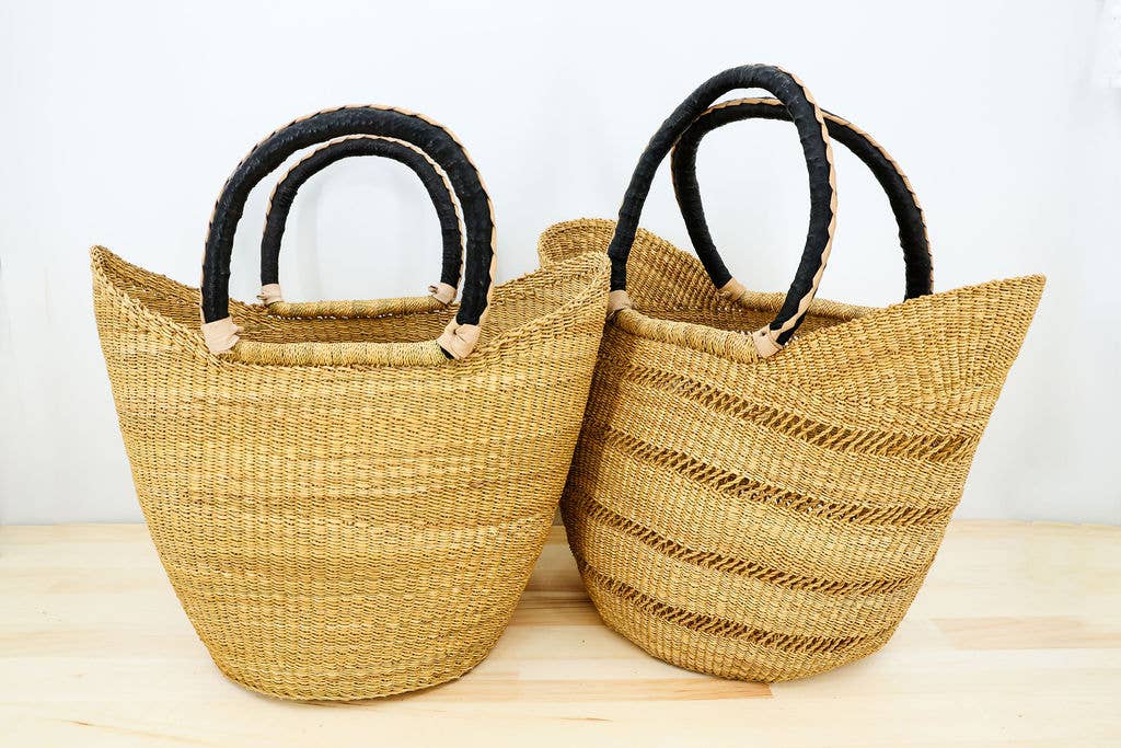 Gitzell FairTrade - Tote Basket Bag, U-Shopper natural: Closed weave