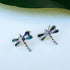 Women's Peace Collection - Abalone Dragonfly Studs - Sterling Silver, Indonesia