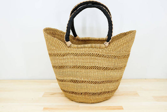 Gitzell FairTrade - Tote Basket Bag, U-Shopper natural: Closed weave