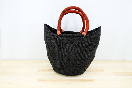 Gitzell FairTrade - Tote Basket Bag, U-Shopper solid: Black