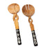 Global Crafts - Olive Wood Serving Set, Braided Batik Handles
