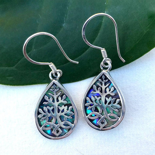 Women's Peace Collection - Akar Abalone Earrings - Sterling Silver, Indonesia