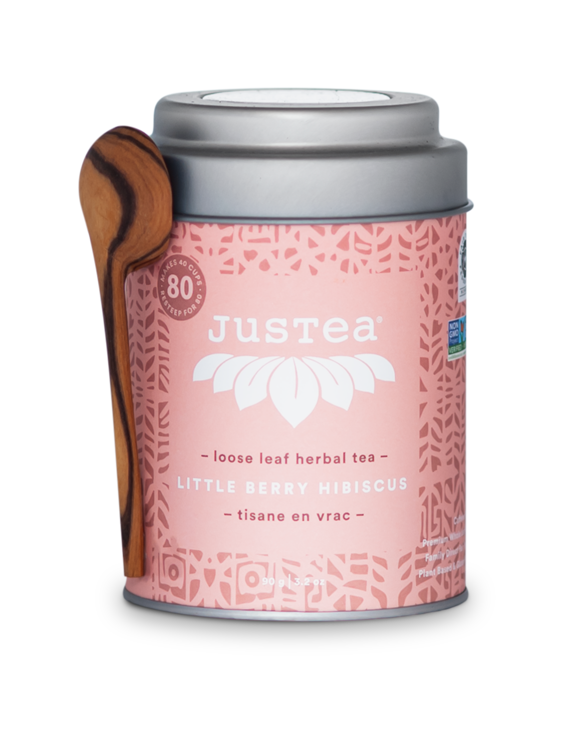 JusTea - Little Berry Hibiscus Tin with Spoon - CJ Gift Shoppe