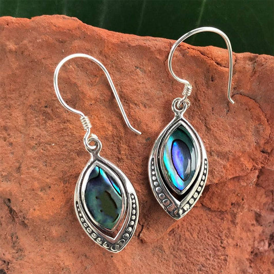 Translucent Earrings, Abalone - Sterling Silver, Indonesia