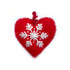 Heart Embroidered Wool Christmas Ornament: Red