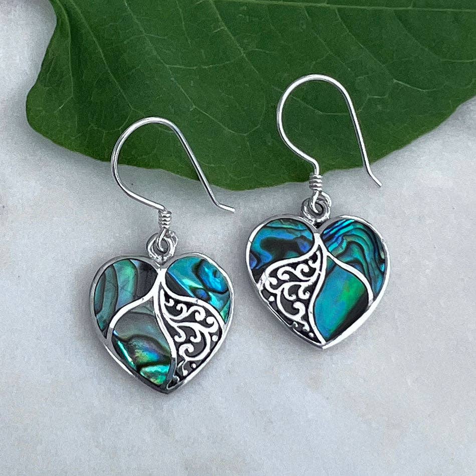 Women's Peace Collection - Abalone Heart Earrings, Indonesia