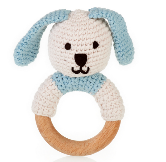 Organic Wooden Teething Ring Bunny-Blue - CJ Gift Shoppe