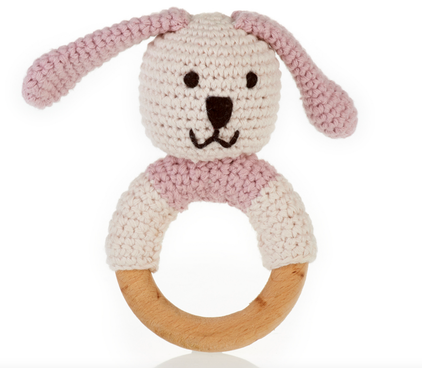 Organic Wooden Teething Ring Bunny-Pink - CJ Gift Shoppe