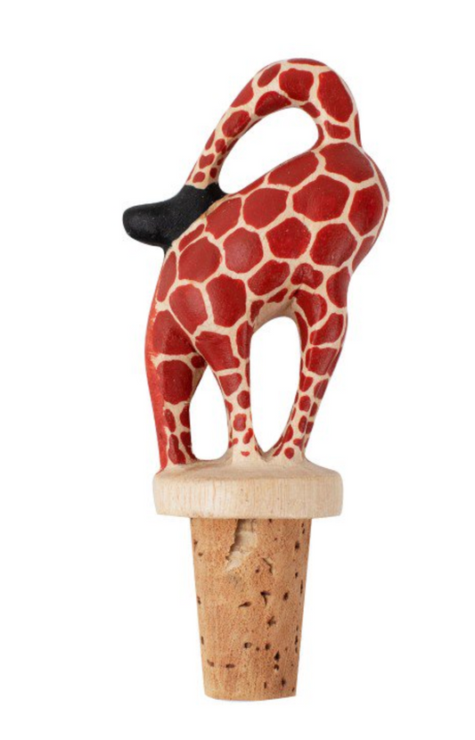 Wood Giraffe Cork Bottle Topper - CJ Gift Shoppe