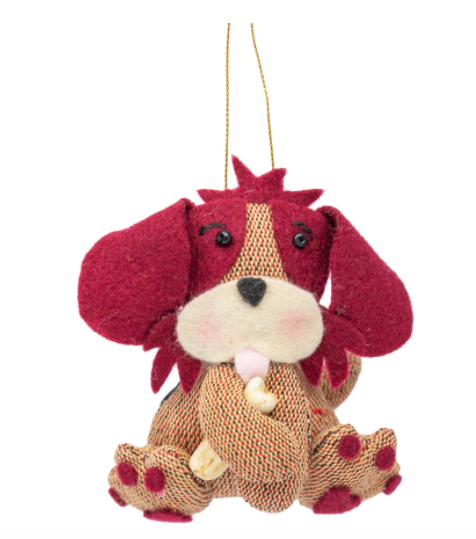 Dog with Bone Ornament - CJ Gift Shoppe
