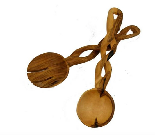 Olive Wood Serving Set with Braided Handles - CJ Gift Shoppe