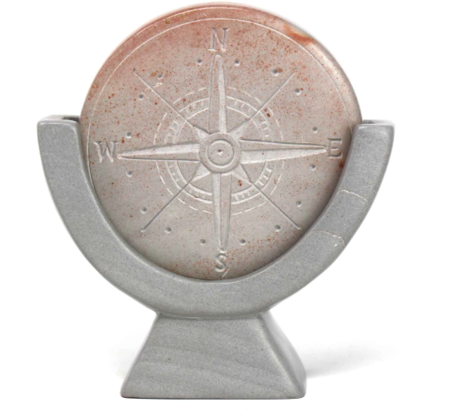 Compass Soapstone Sculpture with Stand - CJ Gift Shoppe