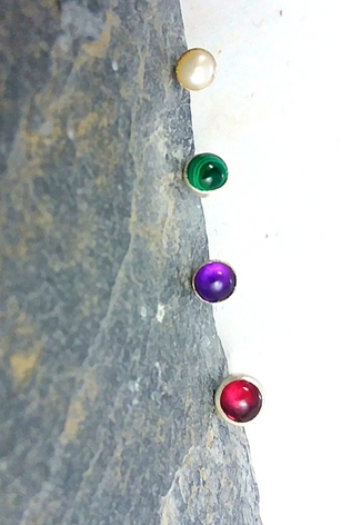 Tiny sterling silver studs with stone. - CJ Gift Shoppe
