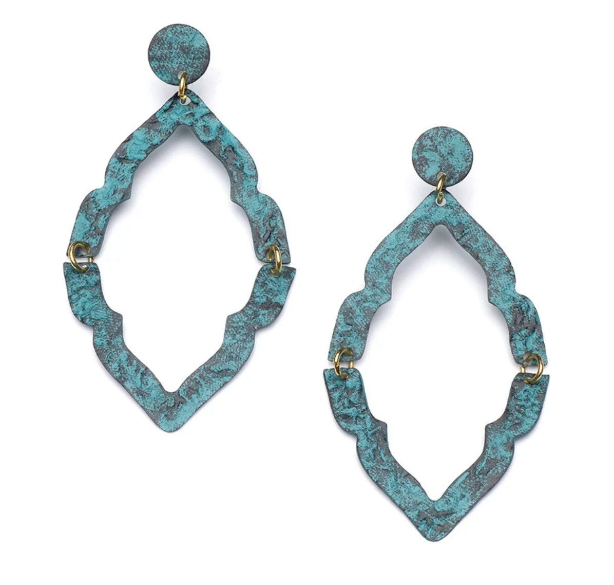Nihira Ashram Teal Window Earrings - CJ Gift Shoppe