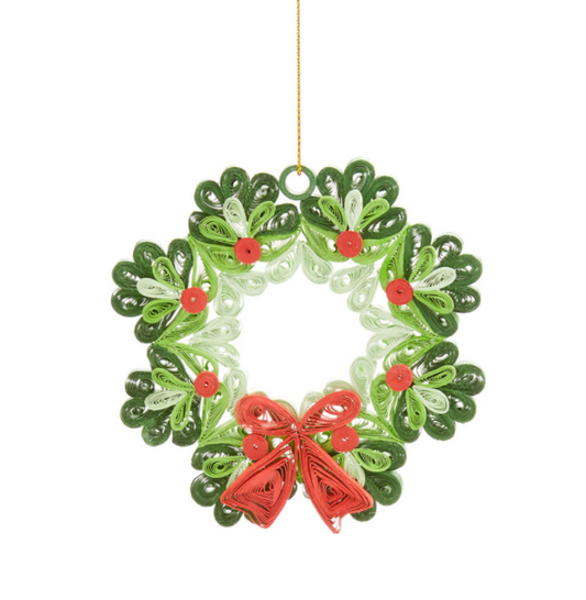 Christmas Wreath Quilled Ornament - CJ Gift Shoppe
