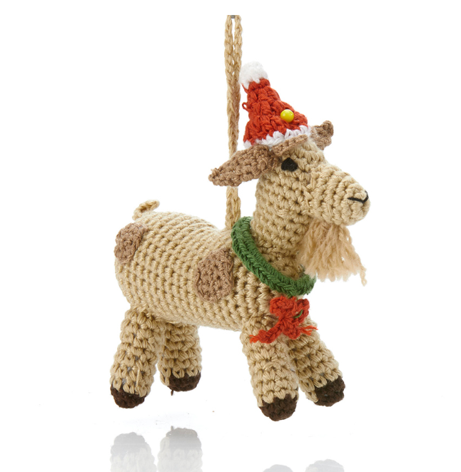 Barnyard Crochet Goat Ornament - CJ Gift Shoppe