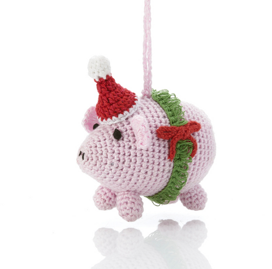 Barnyard Crochet Pig Ornament - CJ Gift Shoppe