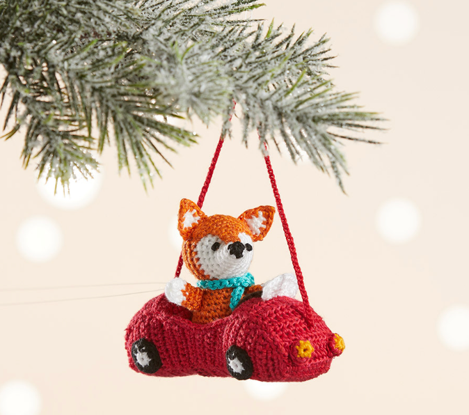 Racecar Fox Crocheted Ornament - CJ Gift Shoppe