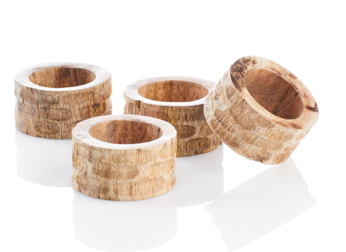 Mango Wood Napkin Rings (Set of 4) - CJ Gift Shoppe