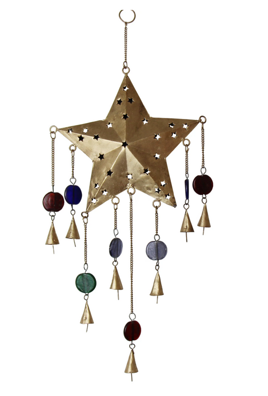 Ornate Star Chime Recycled Iron and Glass Beads - CJ Gift Shoppe