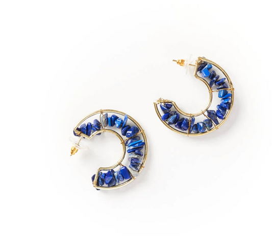 Shamani Sodalite Crescent Hoop Earrings - CJ Gift Shoppe