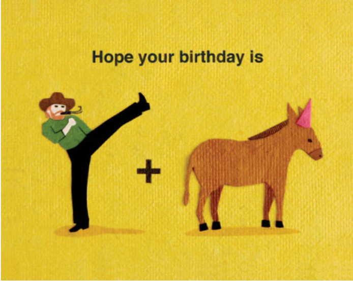 Kick Donkey Birthday Card - CJ Gift Shoppe