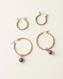 Jambumani Amethyst Drop Bead And Braided Hoops Set